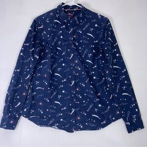 BODEN The Classic Shirt Women’s Size 8R Blue Long Sleeve Star Preppy
